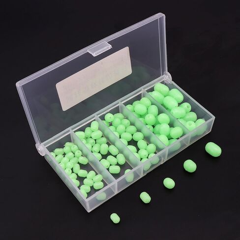100pcs Soft Silicone Luminous Glow Fishing Beads, Round Green Beads Fishing Lures Tackle Tools for Freshwater Saltwater in Saudi Arabia