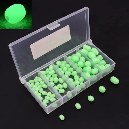 100pcs Soft Silicone Luminous Glow Fishing Beads, Round Green Beads Fishing Lures Tackle Tools for Freshwater Saltwater in Saudi Arabia