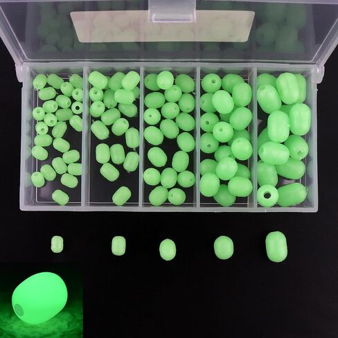 100pcs Soft Silicone Luminous Glow Fishing Beads, Round Green Beads Fishing Lures Tackle Tools for Freshwater Saltwater in Saudi Arabia