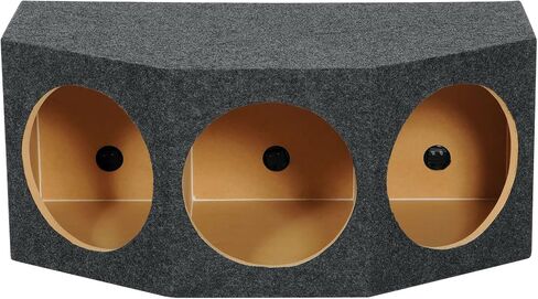 Rockville RT12A-3 Triple 12" Sealed Subwoofer Enclosure, Angled Front, 3/4" MDF, Gold Spring Terminals, Made in USA, 35" x 20.25" x 15" for Car Audio in Saudi Arabia