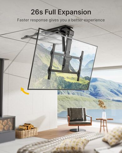 monTEK Motorized Ceiling TV Mount with Remote for 37-75 Inch TVs, Electric TV Mount Motorized Drop Down for Flat and Pitched Roof,Holds up to 99 lbs, 4X Load Tested, App and Voice Control in Saudi Arabia