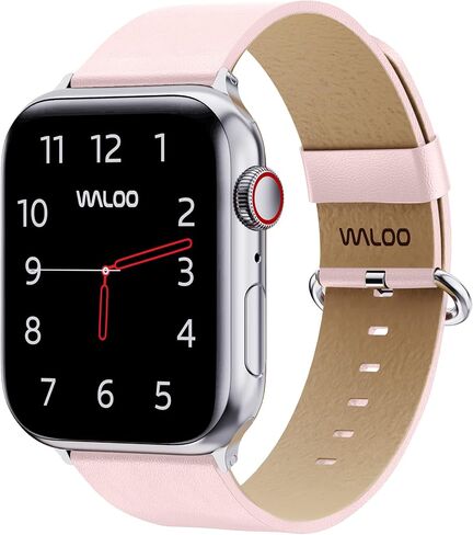 WALOO Genuine Leather Grain Lightweight Elegant Replacement Watch Band Compatible With Your Apple Watch Series 10/9/8/7/6/5/4/3/2/1/SE/Ultra Fits Sizes 38mm, 40mm, 41mm, 42mm, 44mm, 45mm, 46mm, 49mm in Saudi Arabia