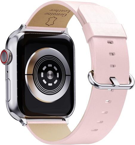 WALOO Genuine Leather Grain Lightweight Elegant Replacement Watch Band Compatible With Your Apple Watch Series 10/9/8/7/6/5/4/3/2/1/SE/Ultra Fits Sizes 38mm, 40mm, 41mm, 42mm, 44mm, 45mm, 46mm, 49mm in Saudi Arabia