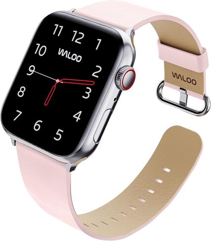 WALOO Genuine Leather Grain Lightweight Elegant Replacement Watch Band Compatible With Your Apple Watch Series 10/9/8/7/6/5/4/3/2/1/SE/Ultra Fits Sizes 38mm, 40mm, 41mm, 42mm, 44mm, 45mm, 46mm, 49mm in Saudi Arabia