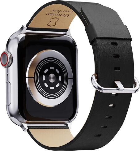 WALOO Genuine Leather Grain Lightweight Elegant Replacement Watch Band Compatible With Your Apple Watch Series 10/9/8/7/6/5/4/3/2/1/SE/Ultra Fits Sizes 38mm, 40mm, 41mm, 42mm, 44mm, 45mm, 46mm, 49mm in Saudi Arabia