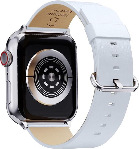 WALOO Genuine Leather Grain Lightweight Elegant Replacement Watch Band Compatible With Your Apple Watch Series 10/9/8/7/6/5/4/3/2/1/SE/Ultra Fits Sizes 38mm, 40mm, 41mm, 42mm, 44mm, 45mm, 46mm, 49mm in Saudi Arabia