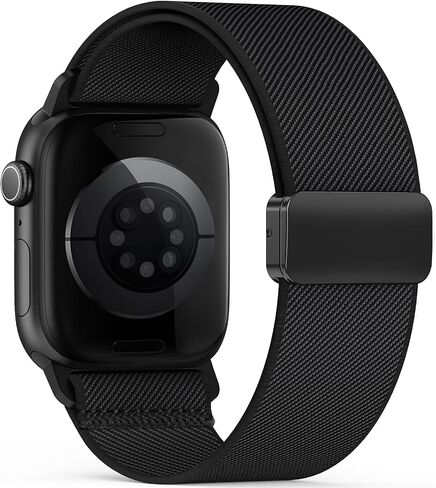 Stretchy Band Compatible with Apple Watch Bands 40mm 38mm 41mm 42mm 44mm 45mm 46mm 49mm Women Men,Strong Magnetic Clasp Elastic Sport Strap for iWatch Series 11 10 9 8 7 6 5 4 3 2 1 Ultra SE/Black in Saudi Arabia