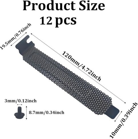 6PCS PCI Slot Covers Black Zinc-Plated Steel Vented Dust Filter Blanking Plates with Screws for Computer Cases in Saudi Arabia