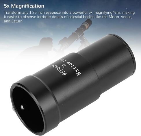 Barlow Lens, 1.25 Inch 5X Magnification Astronomy Barlow Lens with Multi Layer HD Coating, for Telescope Eyepiece Observation of Moon in Saudi Arabia