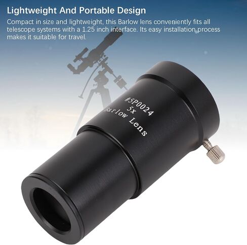 Barlow Lens, 1.25 Inch 5X Magnification Astronomy Barlow Lens with Multi Layer HD Coating, for Telescope Eyepiece Observation of Moon in Saudi Arabia