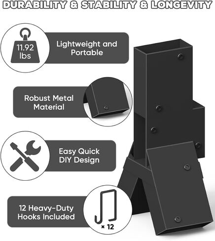 2x4 Target Stand Brackets, Heavy Duty Metal Shooting Target Holder with 12 Hooks for Sihouette & Practice, AR500 Steel Target Hanger Y&T Connectors Rack for Shooting Brackets, 1 Pack in Kuwait