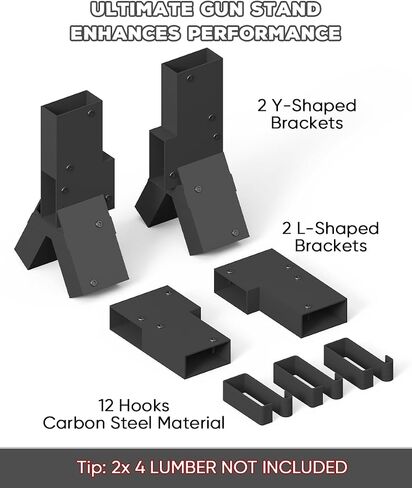 2x4 Target Stand Brackets, Heavy Duty Metal Shooting Target Holder with 12 Hooks for Sihouette & Practice, AR500 Steel Target Hanger Y&T Connectors Rack for Shooting Brackets, 1 Pack in Kuwait