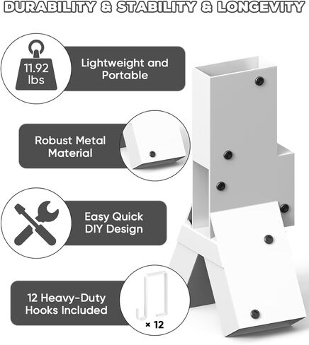 دعامات حامل الهدف 2x4 | حامل هدف الرماية المعدني شديد التحمل مع 12 خطافًا للمحاكاة والتمرين، رف موصلات Y&T من الفولاذ AR500 لدعامات التصوير، عبوة واحدة in Kuwait
