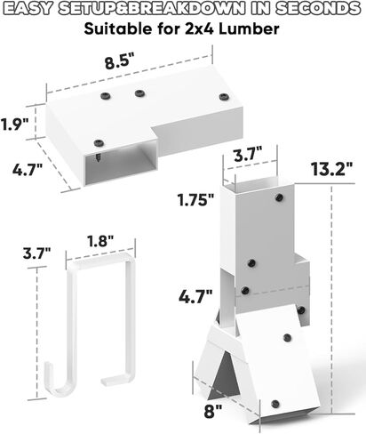 دعامات حامل الهدف 2x4 | حامل هدف الرماية المعدني شديد التحمل مع 12 خطافًا للمحاكاة والتمرين، رف موصلات Y&T من الفولاذ AR500 لدعامات التصوير، عبوة واحدة in Kuwait