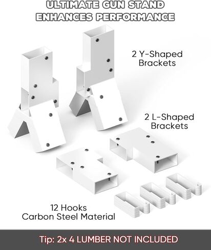 دعامات حامل الهدف 2x4 | حامل هدف الرماية المعدني شديد التحمل مع 12 خطافًا للمحاكاة والتمرين، رف موصلات Y&T من الفولاذ AR500 لدعامات التصوير، عبوة واحدة in Kuwait