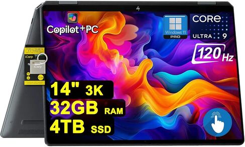 HP OmniBook Ultra Flip 2-in-1 Laptop 14" 3k OLED Touch Intel 8-core Ultra 7 Series 2 256V (Up to 47 Tops) 16GB RAM 2TB SSD for Creator Designer Business Professional Win11Pro ICP Hub/Copilot+ AI PC in Saudi Arabia