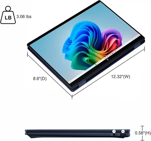HP OmniBook X Flip 2-in-1 Laptop 14" WUXGA IPS Touch (400nits) Intel 8-core Ultra 7 256V (Up to 47 Tops) 16GB RAM 1TB SSD for Creator Designer Business Professional Win11Pro ICP Hub/Copilot+ AI PC in Saudi Arabia