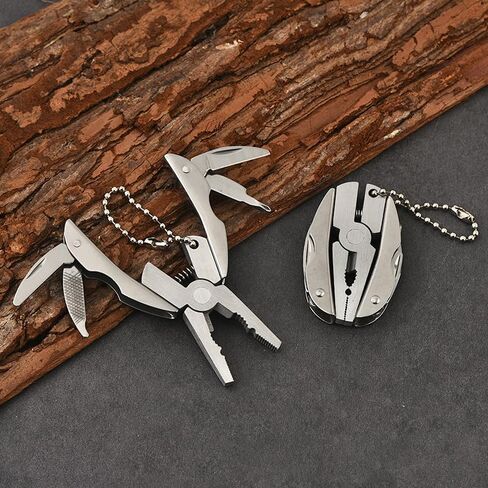 Keychain Multitool Tools for Men, 6-in-1 Stainless Steel Mini Utility Multitool with Pliers Screwdriver Slotted Nylon Sheath for DIY Home Outdoor Camping Survival Hiking Simple Repair, Silver in Saudi Arabia