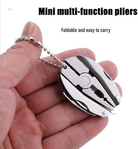 Keychain Multitool Tools for Men, 6-in-1 Stainless Steel Mini Utility Multitool with Pliers Screwdriver Slotted Nylon Sheath for DIY Home Outdoor Camping Survival Hiking Simple Repair, Silver in Saudi Arabia
