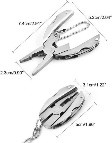 Keychain Multitool Tools for Men, 6-in-1 Stainless Steel Mini Utility Multitool with Pliers Screwdriver Slotted Nylon Sheath for DIY Home Outdoor Camping Survival Hiking Simple Repair, Silver in Saudi Arabia