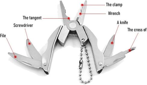 Keychain Multitool Tools for Men, 6-in-1 Stainless Steel Mini Utility Multitool with Pliers Screwdriver Slotted Nylon Sheath for DIY Home Outdoor Camping Survival Hiking Simple Repair, Silver in Saudi Arabia