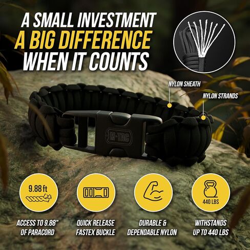 M-Tac Paracord Bracelet – Tactical Survival Wristband with Fastex Buckle – 7-Strand Cord for Hiking, Camping, Emergency Use in Kuwait
