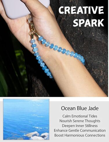 Handmade Natural Stone Beaded Charm Cell Phone Camera Lanyard, Hands-Free Wrist Strap, Phone Chain Keychain String in Saudi Arabia
