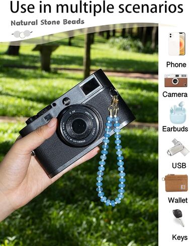 Handmade Natural Stone Beaded Charm Cell Phone Camera Lanyard, Hands-Free Wrist Strap, Phone Chain Keychain String in Saudi Arabia