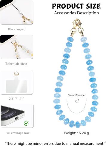 Handmade Natural Stone Beaded Charm Cell Phone Camera Lanyard, Hands-Free Wrist Strap, Phone Chain Keychain String in Saudi Arabia