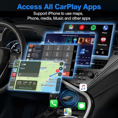CarPlay Adapter, Convert Wired to Upgrade USB Wireless CarPlay Adapter for Wireless Control Plug and Play Compatible with Cars from 2016 and Apple iPhone iOS 10+,Black in Kuwait