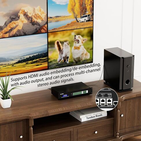 مصفوفة موسع HDMI 8 في 24 مخرج 4K مع واجهة المستخدم الرسومية على الويب، مقسم/محول مصفوفة HDMI 4K@60 هرتز عبر كابل CAT6/7 مع تحكم بالأشعة تحت الحمراء، RS-232، 8 × حلقة خارجية و8 × أجهزة استقبال متضمنة، حتى 230 قدمًا (70 مترًا) in Saudi Arabia