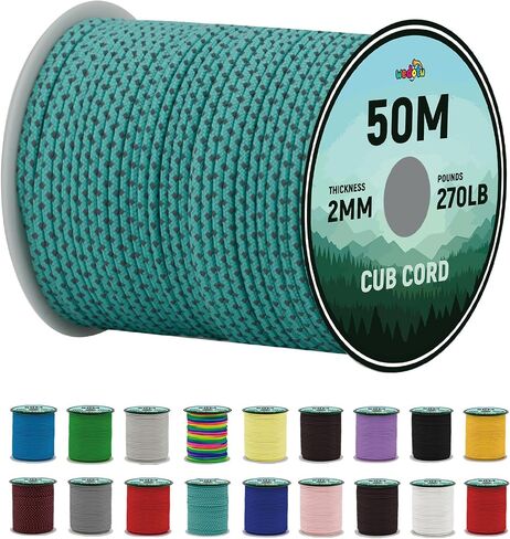 2mm Micro Paracord - Thin Braided 270lb Strength 3-Strand Parachute Cord, 165FT/50M Spool | Versatile Utility Rope for Camping, Hiking, Outdoor Adventures & DIY Projects,White in Kuwait