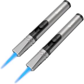 Metal Torch Lighters, Refillable Butane Lighters, Adjustable Jet Flame Butane Torch Lighter with Inflation Accessories for Candle, Grill, BBQ, Camping(Gas Not Included), Black in Kuwait