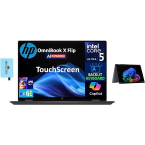 HP OmniBook X Flip AI 2-in-1 Laptop 16" (1920x1200) IPS WUXGA Touchscreen (Intel Ultra 5-226v, 16GB LPDDR5X, 512GB SSD, Backlit KB, Copilot, Thunderbolt 4, Win 11 Home) w/DKZ USB Port Expander in Kuwait
