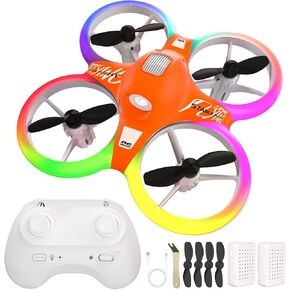 Mini Drone for Kids and Beginners, RC Quadcopter Toy, 2 Batteries | 7 LED light modes, altitude hold, headless mode, one-key start, 3 speeds, 3D flips and 2 batteries for beginner flyers in Saudi Arabia
