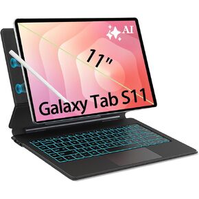 for Samsung Galaxy Tab S11 Keyboard Case 11'' Magic-Style Cantilever Magnetic Levitating Stand, 3-Level 7-Color Backlit, PC-Like Experience with AI Key, Book Cover Keyboard with Trackpad in Saudi Arabia