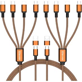 Dual Type-C 4 in 2 Multi Charging Cable[2Pack 4Ft],Nylon Braided 4 in 2 Charging Cable,Universal USB Cable with IP/Micro/Dual USB-C Port Compatible iPhone17/Air/16/15 Series, Cell Phones Tablets Pads in Saudi Arabia