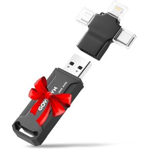 GOVNDVN MFi معتمد 128 جيجا بايت iPhone Photo-Stick-Storage iPhone-Memory-Flash Drive Photo-Storage-Thumb-Drive فيديو USB C Lightning Backup Stick iPad ذاكرة جهاز تخزين النسخ الاحتياطي للصور حفظ لجهاز Mac iPad in Kuwait