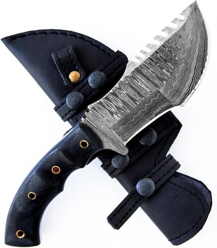 BIGCAT ROAR Black Jaguar - Handmade D2 Steel Tracker Knife 12" - Full Tang Fixed Blade - Micarta Handle & Leather Sheath - Bushcraft, Outdoor Camping & Survival Hunting Knife - Collector Hunter Gifts in Saudi Arabia