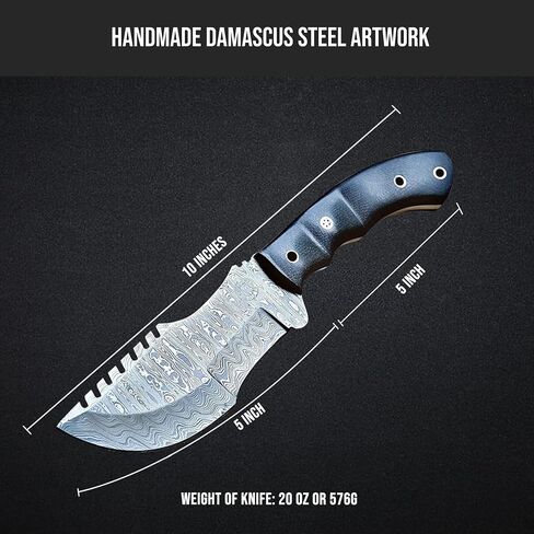 BIGCAT ROAR Black Jaguar - Handmade D2 Steel Tracker Knife 12" - Full Tang Fixed Blade - Micarta Handle & Leather Sheath - Bushcraft, Outdoor Camping & Survival Hunting Knife - Collector Hunter Gifts in Saudi Arabia