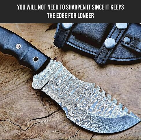 BIGCAT ROAR Black Jaguar - Handmade D2 Steel Tracker Knife 12" - Full Tang Fixed Blade - Micarta Handle & Leather Sheath - Bushcraft, Outdoor Camping & Survival Hunting Knife - Collector Hunter Gifts in Saudi Arabia