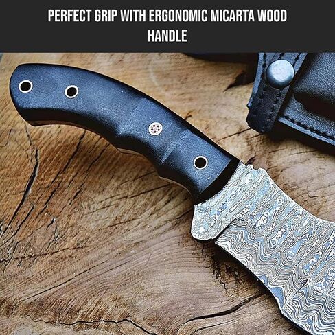 BIGCAT ROAR Black Jaguar - Handmade D2 Steel Tracker Knife 12" - Full Tang Fixed Blade - Micarta Handle & Leather Sheath - Bushcraft, Outdoor Camping & Survival Hunting Knife - Collector Hunter Gifts in Saudi Arabia