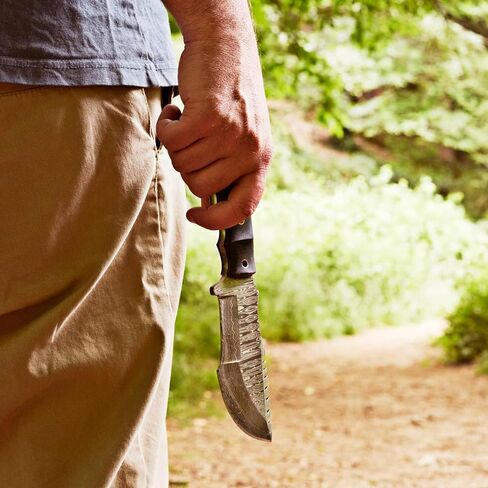 BIGCAT ROAR Black Jaguar - Handmade D2 Steel Tracker Knife 12" - Full Tang Fixed Blade - Micarta Handle & Leather Sheath - Bushcraft, Outdoor Camping & Survival Hunting Knife - Collector Hunter Gifts in Saudi Arabia