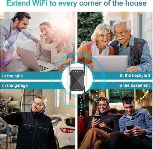 موسع واي فاي، مضخم إشارة واي فاي 1200 ميجابت في الثانية لتغطية المنزل حتى 9800 قدم مربع واي فاي 2.4 و5 جيجا هرتز مكرر لاسلكي ثنائي النطاق، 4 هوائيات 360 درجة واي فاي مكبر للصوت، أبيض in Kuwait
