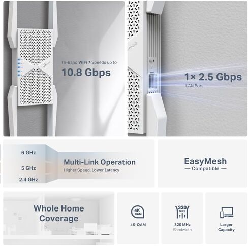 TP-Link-RE655BE BE11000 موسع نطاق Wi-Fi 7 ثلاثي النطاق (متجدد) in Saudi Arabia