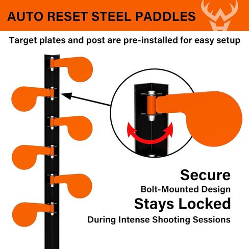 Highwild AR500 Dueling Tree Target Kit - Six Steel Paddles 6" x 3/8" Reactive Shooting Targets with Stand for Outdoor Sports Shooting Competition/Replacement AR500 Steel Paddle in Saudi Arabia