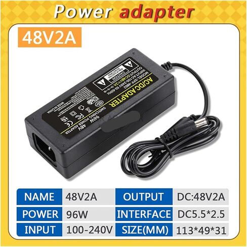 Power Adapter AC 100-240V to DC 48V 2A Switching Transformer Jack 5.5mm X 2.5mm(EU Plug) in Saudi Arabia