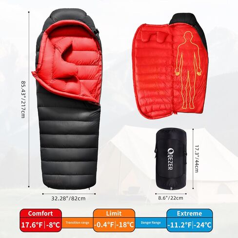 Down Sleeping Bag for Adults 620 Fill Power 0 Degree Sleeping Bag Cold Weather Ultralight with Pouch for Backpacking, Camping, Hiking in Kuwait