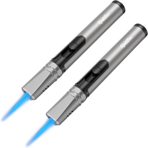 Metal Torch Lighters, Refillable Butane Lighters, Adjustable Jet Flame Butane Torch Lighter with Inflation Accessories for Candle, Grill, BBQ, Camping(Gas Not Included), Black in Kuwait