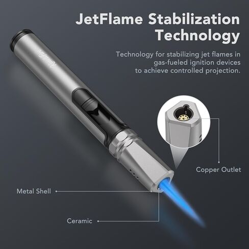 Metal Torch Lighters, Refillable Butane Lighters, Adjustable Jet Flame Butane Torch Lighter with Inflation Accessories for Candle, Grill, BBQ, Camping(Gas Not Included), Black in Kuwait